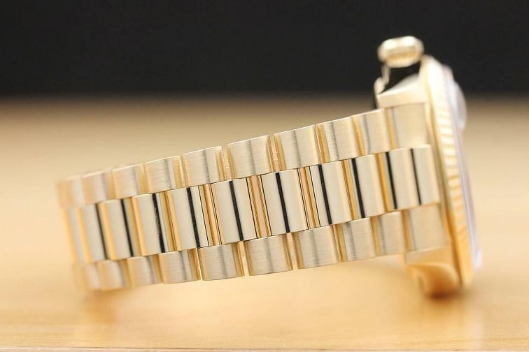 ROLEX MENS DAYDATE 18238 BLACK FACTORY DIAMOND DIAL 18K GOLD PRESIDENT WATCH - 9
