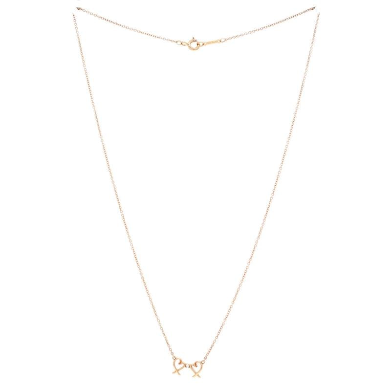 Tiffany & Co. Double Loving Heart Pendant Necklace 18K Rose Gold with Diamond - 3