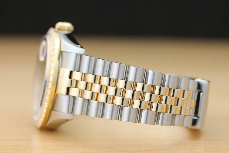 ROLEX MENS DATEJUST 16233 GRAY DIAMOND DIAL 18K YELLOW GOLD STEEL WATCH - 5