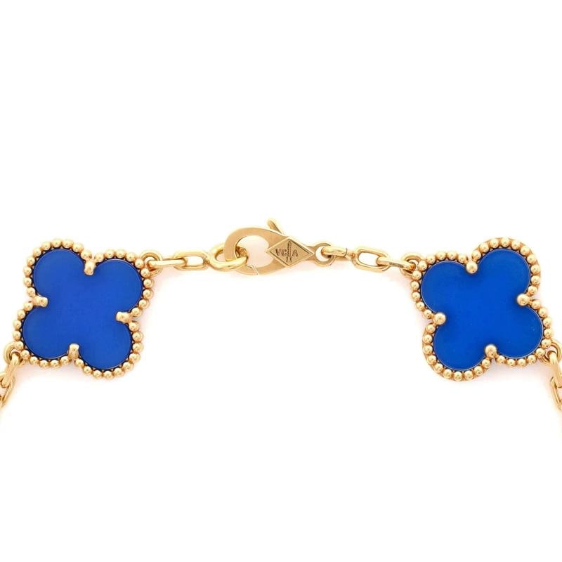 Van Cleef & Arpels Vintage Alhambra 5 Motifs Bracelet 18K Yellow Gold and Agate - 4