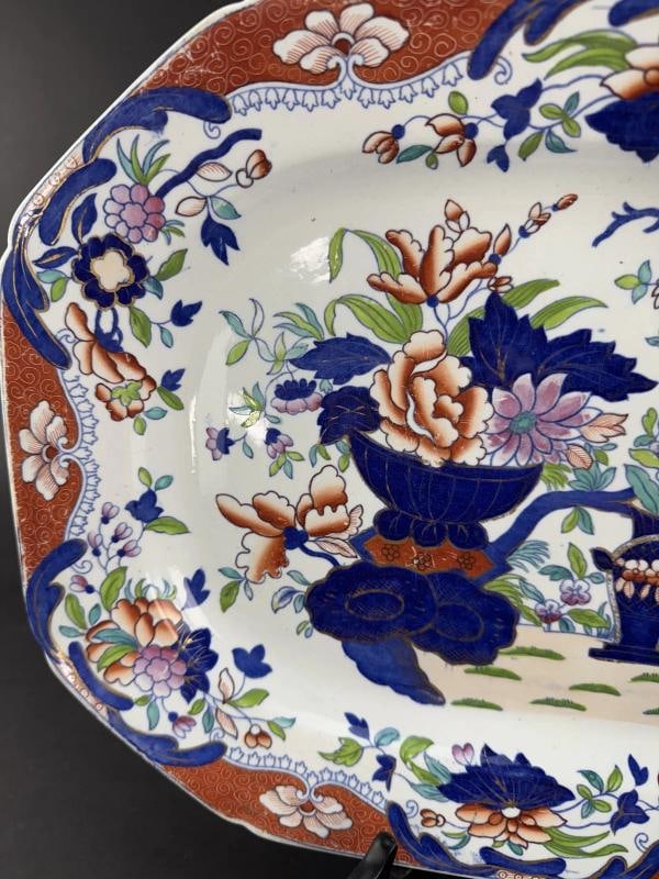 Handsome c1822 Spode New Stone 3875 Japan Imari Octagonal 16.25" Serving Platter - 2