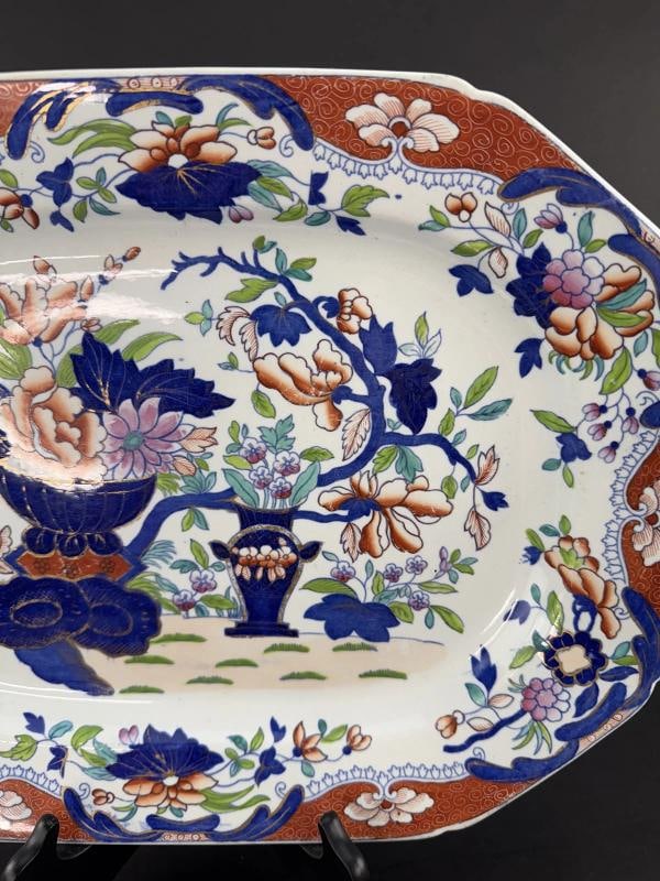 Handsome c1822 Spode New Stone 3875 Japan Imari Octagonal 16.25" Serving Platter - 3