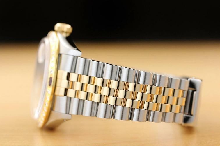 ROLEX MENS DATEJUST 16013 GRAY DIAL RUBY DIAMOND 18K YELLOW GOLD/SS WATCH - 5