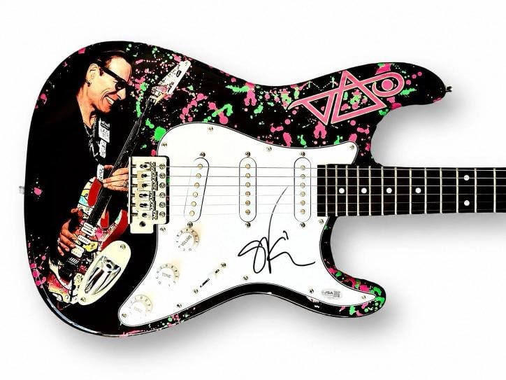 Steve Vai Signed Guitar Custom Graphics JSA COA For the Love of God: Industry: Music,Signed: Yes,Autograph Authentication: James Spence (JSA),Object Type: Guitar & Guitar Pick,Original/Reproduction: Original,Country of Origin: United States