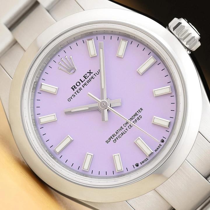 2026 B&P ROLEX OYSTER PERPETUAL 28MM 276200 LAVENDER STEEL OYSTER BAND WATCH: This is an authentic Rolex Oyster Perpetual 276200 28mm lavender dial watch with stainless steel smooth bezel, stainless steel oyster bracelet, and Rolex warranty card.. Descriptions: Brand: Rolex Mod