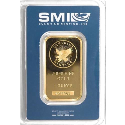 Sunshine Mint 1-oz Gold Bar Mint Mark SI .9999 Fine Sealed In Assay (1 of 5)