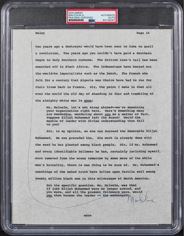 Malcolm X Authentic Signed 8.5x11 Document PSA/DNA Slabbed: Condition: New: A brand-new, unused, unopened, undamaged item (including handmade items).. ,Autograph Authentication: PSA,Original/Reproduction: Original,PRODUCT_COA: PSA,PRODUCT_SIGNED_BY_NAME: