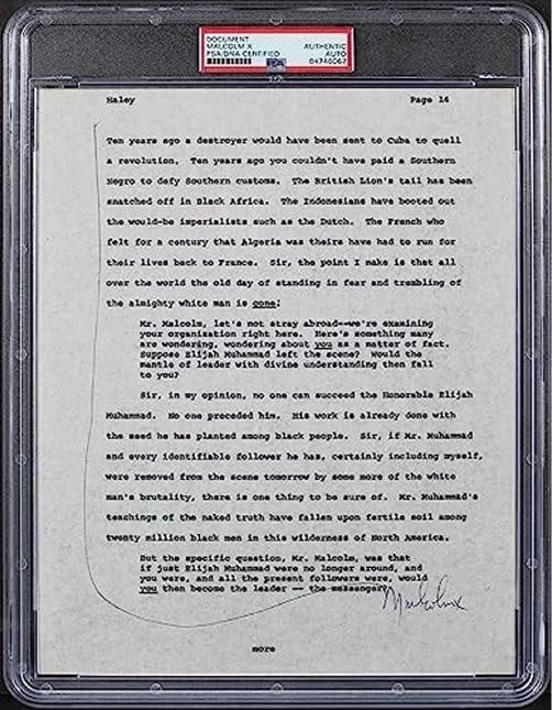 Malcolm X Authentic Signed 8.5x11 Document PSA/DNA Slabbed - 3