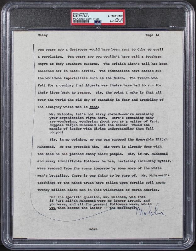 Malcolm X Authentic Signed 8.5x11 Document PSA/DNA Slabbed - 4