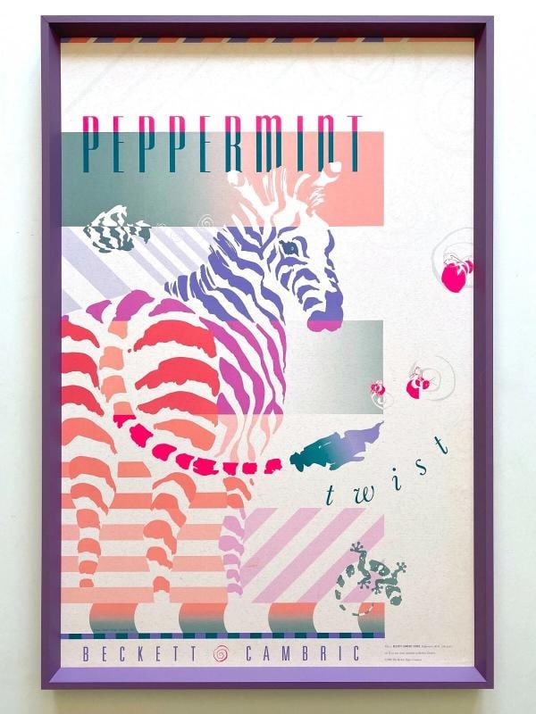 POSTMODERN RARE 1988 LITHOGRAPH PRINT " PEPPERMINT TWIST " FRAMED POP ART POSTER (1 of 12)