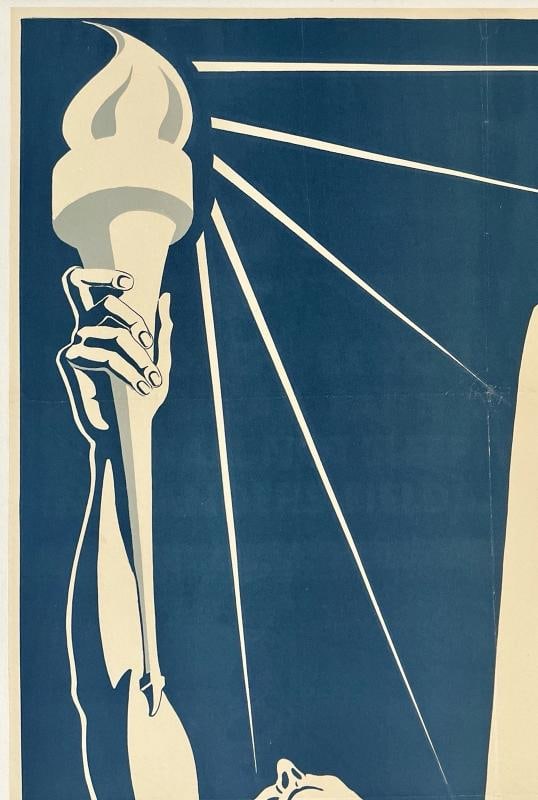 Original Vintage Poster THE TORCH: BE YOURS TO HOLD IT HIGH! Canadian WWII LINEN - 2