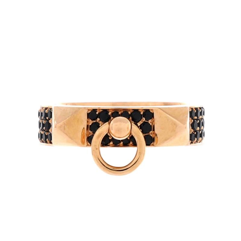 Hermes Collier de Chien Ring 18K Rose Gold with Pave Black Spinels Small: Condition: Pre-owned - Good,Brand: Hermes,Main Stone: Unknown,Metal: 18K Rose Gold,Metal Purity: 18K,Ring Size: 6.75 - 54,Type: Ring,Color: Rose Gold,Style: 18K Rose Gold With Pave Black