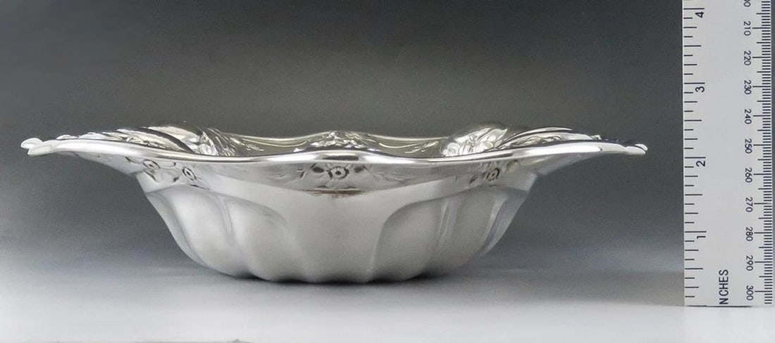 Antique 1907 Sterling Silver Gorham Lobed Fruit Flower Serving/Centerpiece Bowl - 5