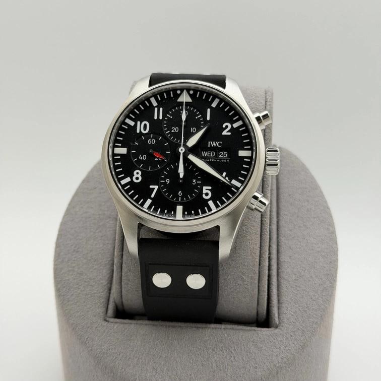 IWC Pilot Chronograph IW377709 43mm Black Dial Stainless Steel Box Papers - 2