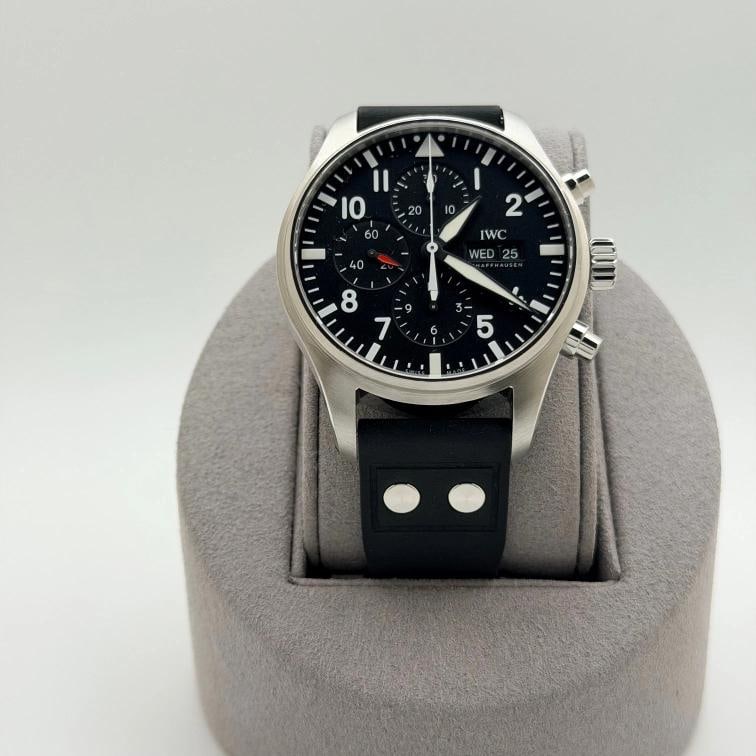IWC Pilot Chronograph IW377709 43mm Black Dial Stainless Steel Box Papers - 3