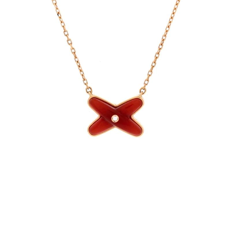 Chaumet Jeux de Liens Pendant Necklace 18K Rose Gold with Carnelian and Diamond: Condition: Pre-owned - Good,Brand: Chaumet,Main Stone: Carnelian,Metal: 18K Rose Gold,Metal Purity: 18K,Style: Pendant,Type: Necklace,Color: Rose Gold,Material: Unknown Condition: Excellent. Minor wea