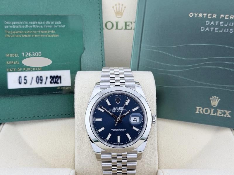 Rolex Datejust 41 126300 41mm Blue Dial Stainless Steel Jubilee Box Paper - 10