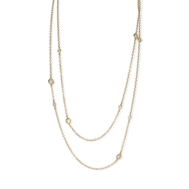Tiffany & Co. Yellow Gold Diamond Elsa Peretti Diamond By The Yard Sprinkle Neck: Condition: Pre-owned - Good,Clasp/Buckle Type: Toggle,With Original Box/Packaging: Yes,Side Stone Type: Diamond,Side Stone Weight (cts): 1.21,Metal Purity: 18k,With Papers: No,Gross Weight (grams): 5.