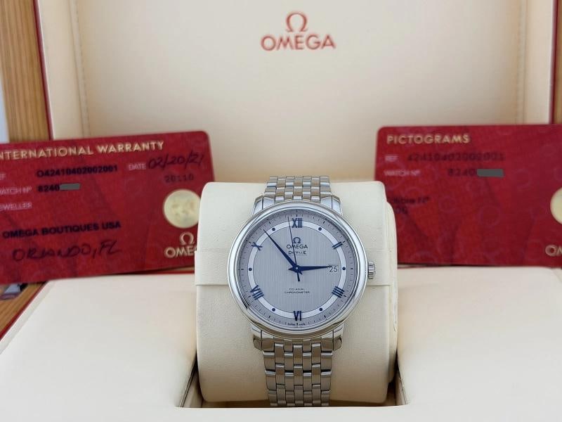 OMEGA De Ville Prestige 424.10.40.20.02.001 39.5mm Silver Dial Steel Box Paper: Condition: Pre-owned - Excellent,Bezel Color: Silver,Indices: Roman Numerals,Year Manufactured: 2020-Now,Band/Strap: Bracelet,Case Color: Silver,Department: Men,Watch Shape: Round,Style: Classic, Dres