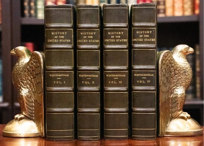 1795 View of the American United States Winterbotham Extra Illustrated 1stED: Binding: Leather,Place of Publication: London,Language: English,Special Attributes: 1st Edition, Illustrated, Extra Illustrated, Rare, Fine Leather Bindings, Great Condition, Color Plates,Author: W.