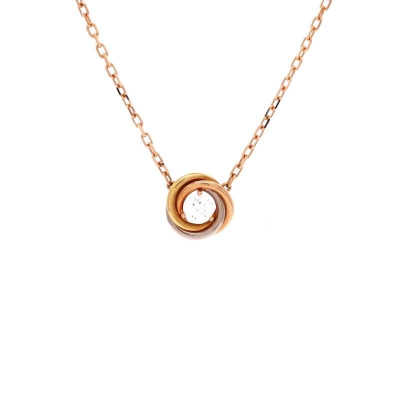 Cartier Trinity Diamond Pendant Necklace 18K Tricolor Gold and Diamond: Condition: Pre-owned - Good,Brand: Cartier,Main Stone: Diamond,Metal: 18K Tri Colored Gold,Metal Purity: 18K,Style: Pendant,Type: Necklace,Color: Tricolor Gold,Material: 18K Rose Gold, 18K White Gold,