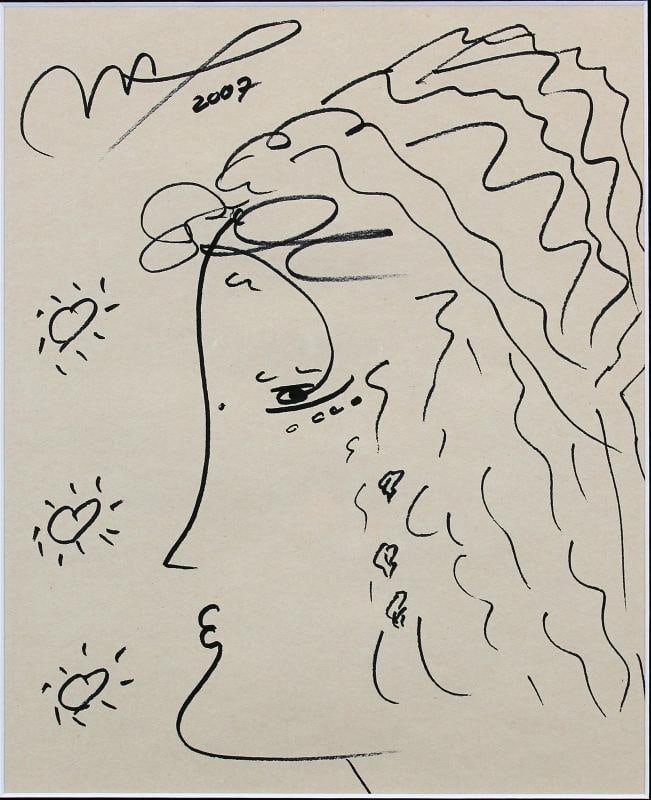 Peter Max "2007" Authentic Signed 8.75x10.75 Sketch Framed Display PSA #V24271 - 2