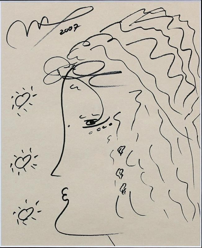 Peter Max "2007" Authentic Signed 8.75x10.75 Sketch Framed Display PSA #V24271 - 5
