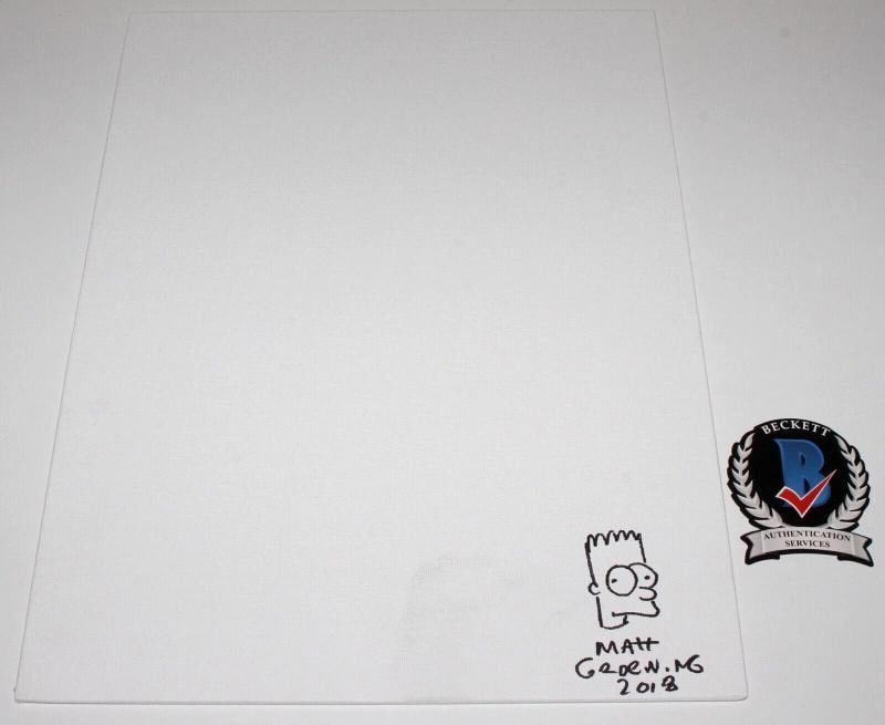 MATT GROENING THE SIMPSONS HAND DRAWN ORIGINAL SIGNED 12x16 ART SKETCH BAS COA (1 of 3)