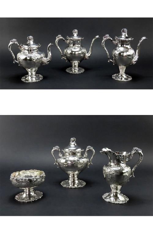 c1890s Fantastic Barbour / Int'l Silver Plate 7pc Grape Vine Tea Set - 3