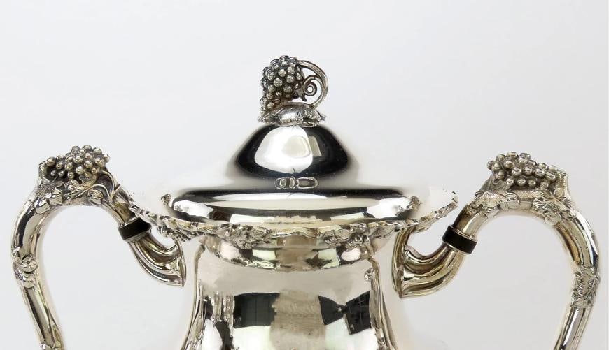 c1890s Fantastic Barbour / Int'l Silver Plate 7pc Grape Vine Tea Set - 5