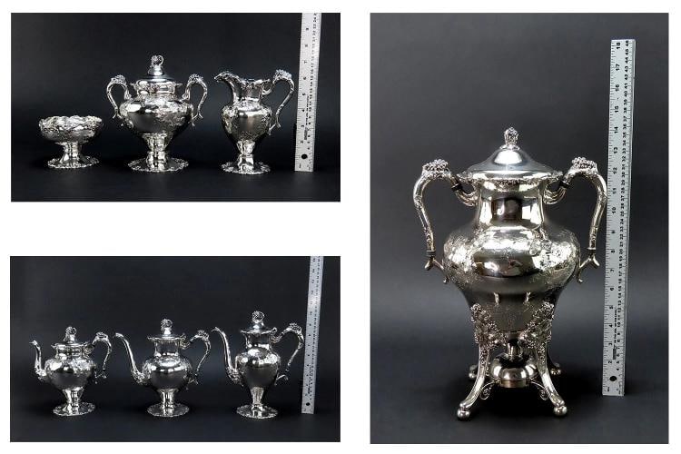 c1890s Fantastic Barbour / Int'l Silver Plate 7pc Grape Vine Tea Set - 8