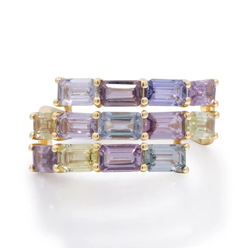 Yellow Gold Sapphire Rainbow Bypass Ring (1 of 5)