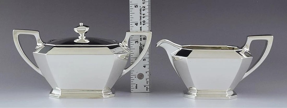 Superb Gorham/Durgin Sterling Silver 3pc Fairfax Tea Set - 4