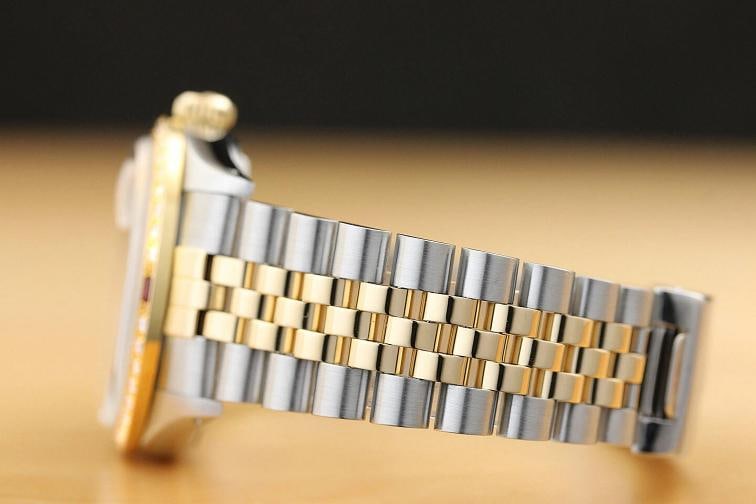 ROLEX MENS DATEJUST 16013 GRAY DIAMOND RUBY 18K YELLOW GOLD STEEL 2-TONE WATCH - 5