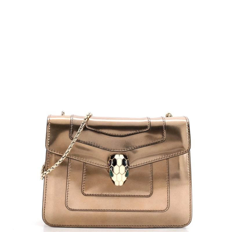 Bvlgari Serpenti Forever Square Shoulder Bag Metallic Leather Small (1 of 7)