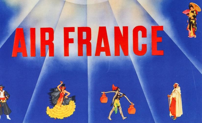 Original Air France Poster, Flamenco, Kimono, Bagpipes, Dewoitine, Tyrol, 1935 - 3