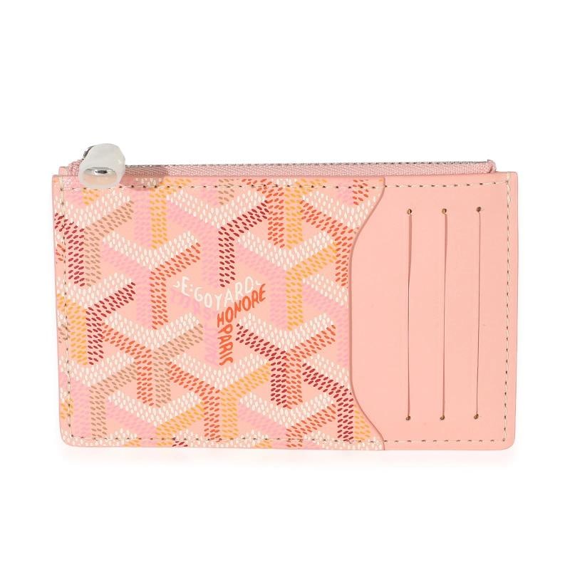 Goyard Pink Goyardine Canvas Bourbon Zip Card Holder: Condition: Pre-owned - Good,Dimensions: 4.75 x 3 x .5,Handbag Accessories: Box;Care Booklet;Retail Tag,Bag Width: 4.75,Bag Depth: 0.5,Department: Unisex,Style: Wallet,Material: Leather;Canvas,Color: P