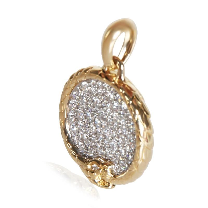 David Yurman Yellow Gold Diamond Oruboros Snake Amulet Pendant - 2