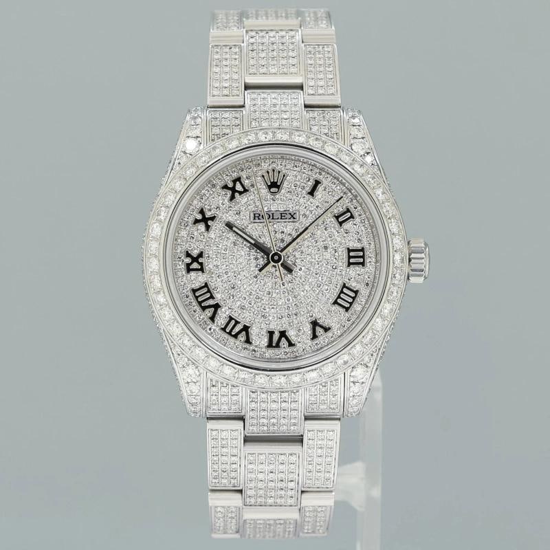 MINT Rolex Oyster 177200 Perpetual 31mm Diamond Pave Iced out Oyster Watch Box - 2