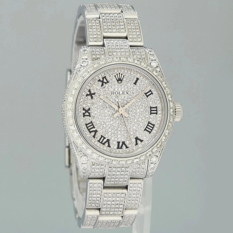 MINT Rolex Oyster 177200 Perpetual 31mm Diamond Pave Iced out Oyster Watch Box - 3