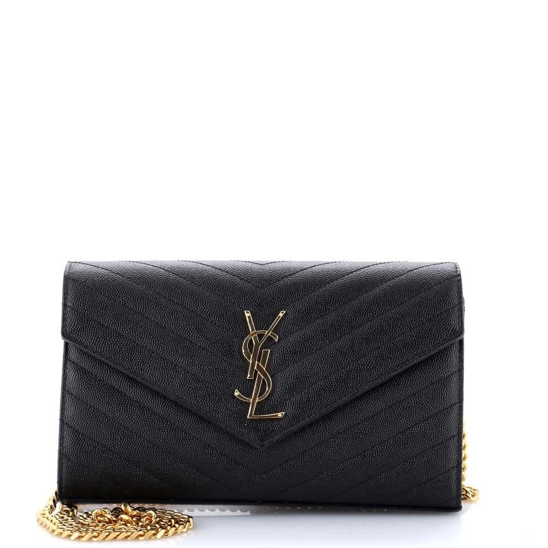 Saint Laurent Classic Monogram Wallet on Chain Matelasse Chevron Leather Medium (1 of 5)