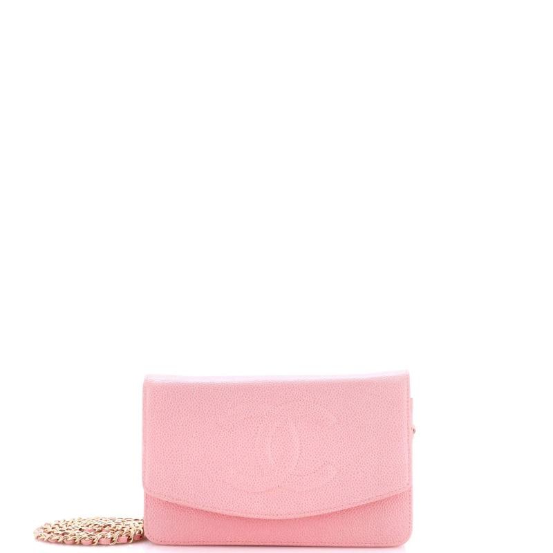 Chanel Vintage Timeless Wallet on Chain Caviar: Measurements: Handle Drop 24", Height 5", Width 7.5", Depth 1", Strap Drop 24.5" . Condition: Pre-owned - Good,Brand: CHANEL,Exterior Material: Leather,Style: Cross Body Bags,Exterior Color: Pink,Depa