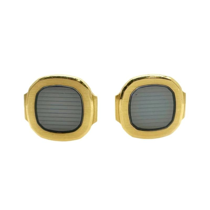 Patek Philippe Vintage Nautilus 18kt Yellow Gold & Sapphire Crystal Cuff Links - 2