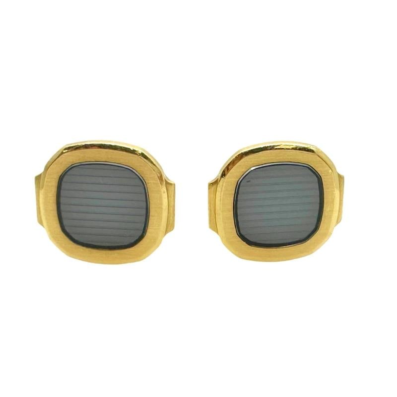 Patek Philippe Vintage Nautilus 18kt Yellow Gold & Sapphire Crystal Cuff Links - 6