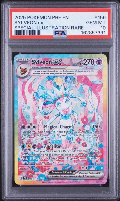 2025 POKEMON PRE EN-PRISMATIC EVOLUTIONS #156 SYLVEON EX PSA 10: Condition: Graded - PSA 10: Professionally graded,Graded: Yes,Set: 2025 POKEMON PRE EN-PRISMATIC EVOLUTIONS,Game: Pokƒ©mon TCG,Character: SYLVEON EX,Card Name: SYLVEON EX,Grade: