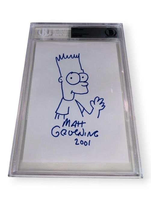 Matt Groening Signed Bart Simpson Sketch The Simpsons (Beckett) (1 of 2)