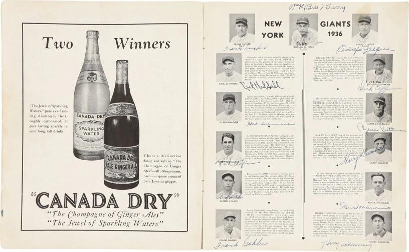 1936 New York Yankees Team Signed World Series Program 51 Sigs Lou Gehrig PSA - 6