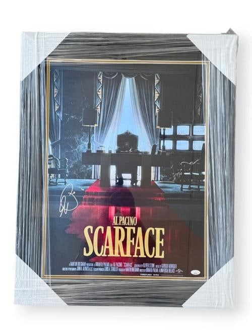 Al Pacino Signed & Framed 23x29 Scarface Poster (JSA): Object Type: Poster,Industry: Movies,Original/Reproduction: Original,Autograph Authentication: James Spence (JSA),Signed: yes,Player: Al Pacino,Country of Origin: United States