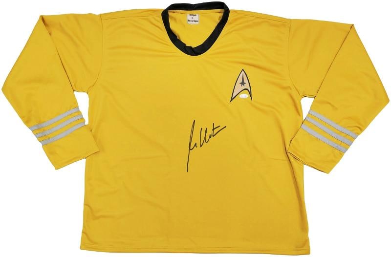 William Shatner Signed Star Trek Captain Kirk Replica Shirt (JSA): Signed: Yes,Signed by: William Shatner,Object Type: Memorabilia,Autograph Authentication: James Spence Authentication (JSA),Country of Origin: United States