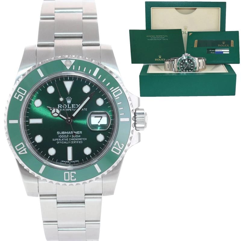 2012 MINT PAPERS Rolex 116610LV Hulk Submariner Green Dial Ceramic Steel Watch: Condition: Pre-owned - Excellent,Brand: Rolex,Department: Unisex Adults,Type: Wristwatch,Model: Submariner,Reference Number: 116610lv,With Original Box/Packaging: Yes,With Papers: